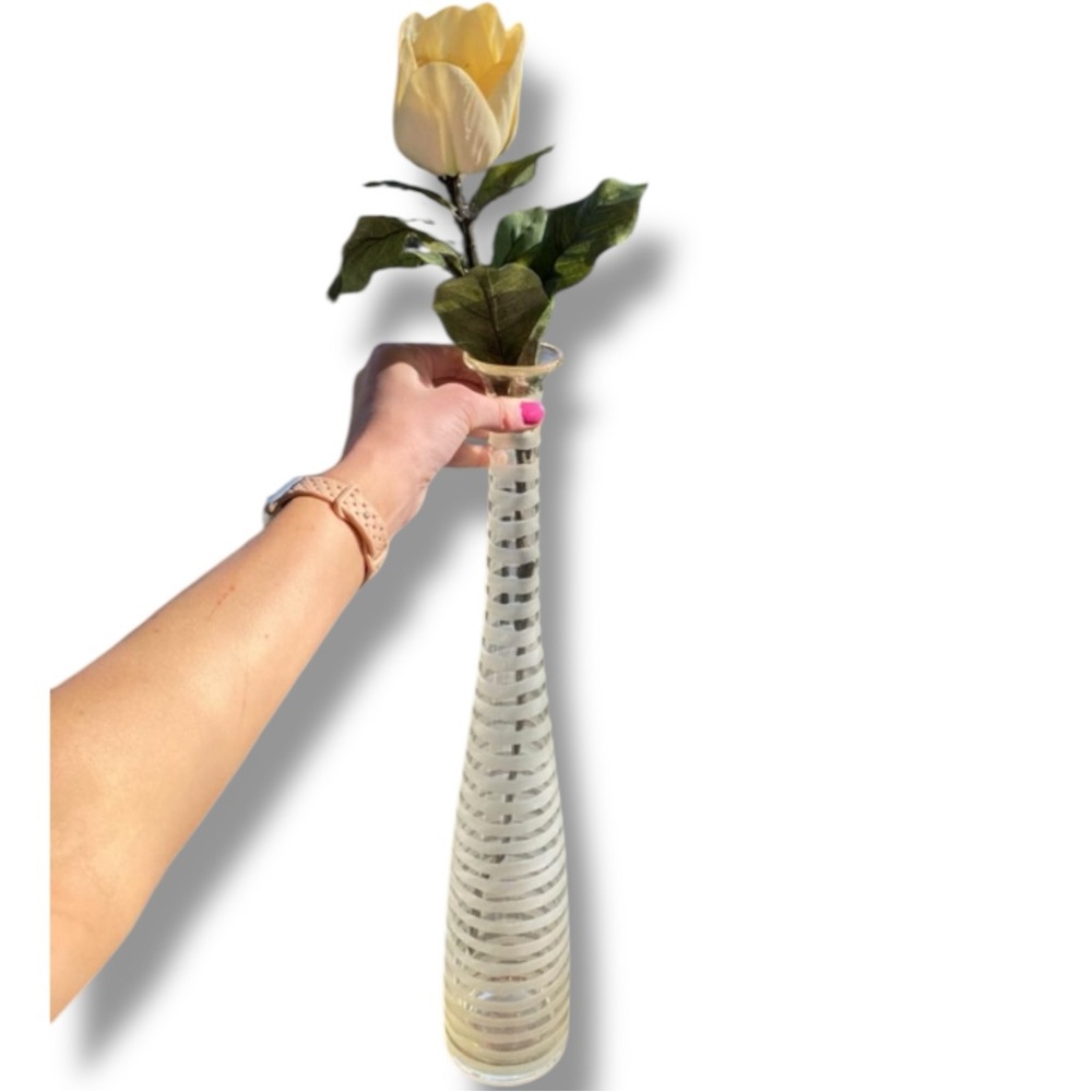 Vintage Tall Murano Style Glass Floor Vase Grandmillennial Designer Decor 21.25” - Picture 4 of 6